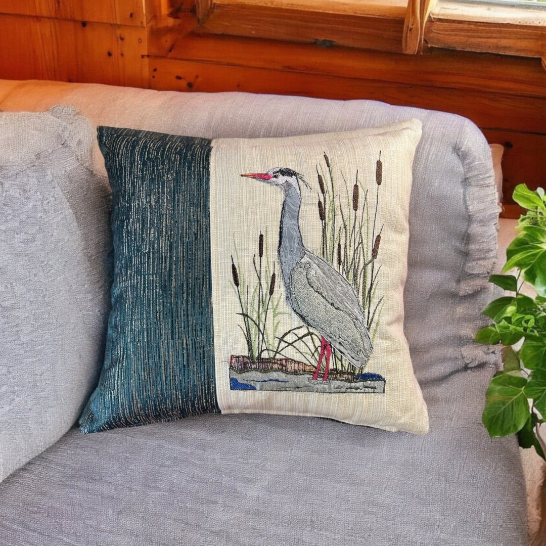 Handmade Heron Cushion