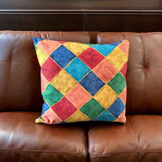 Bold Harlequin Handmade Cushion Cover | 18-Inch Eco-Friendly & Sustainable Decor