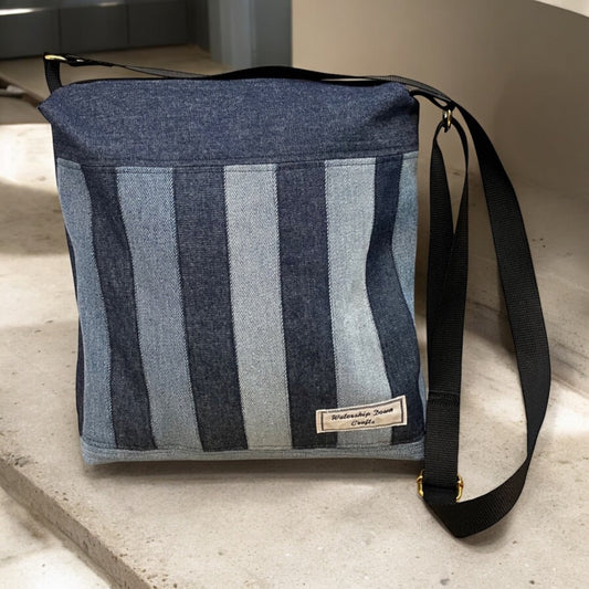 Handmade Repurposed Denim Crossbody Bag