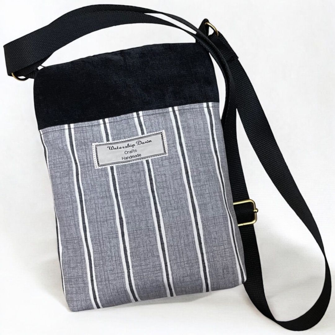 Handmade Black & Grey Crossbody Bag