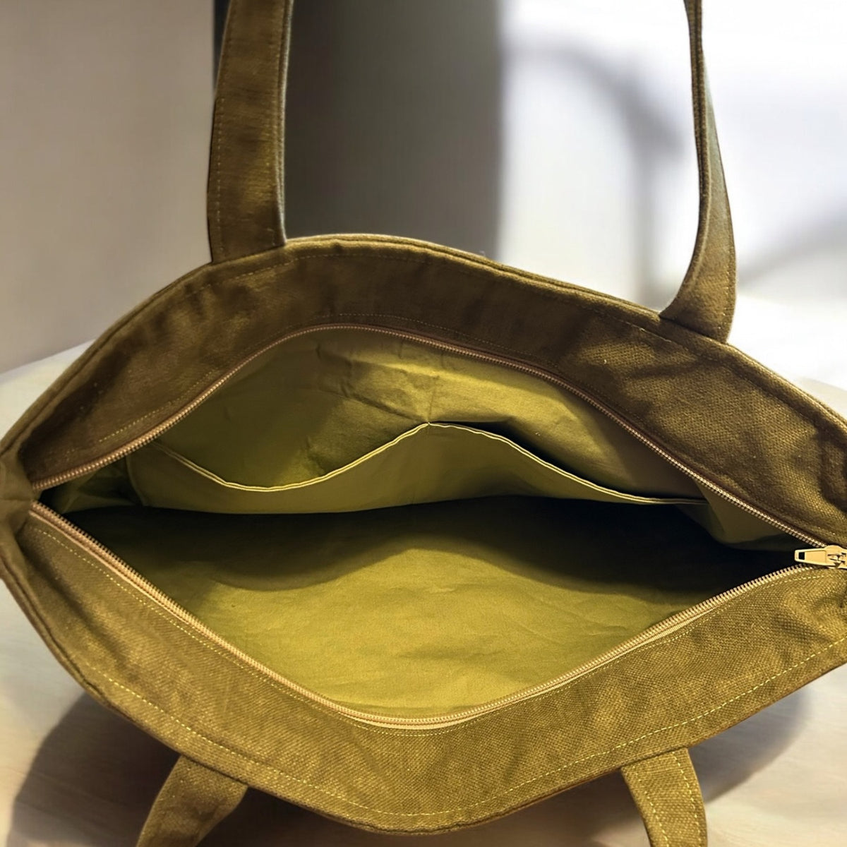 Embroidered Zip-Top Tote Bag