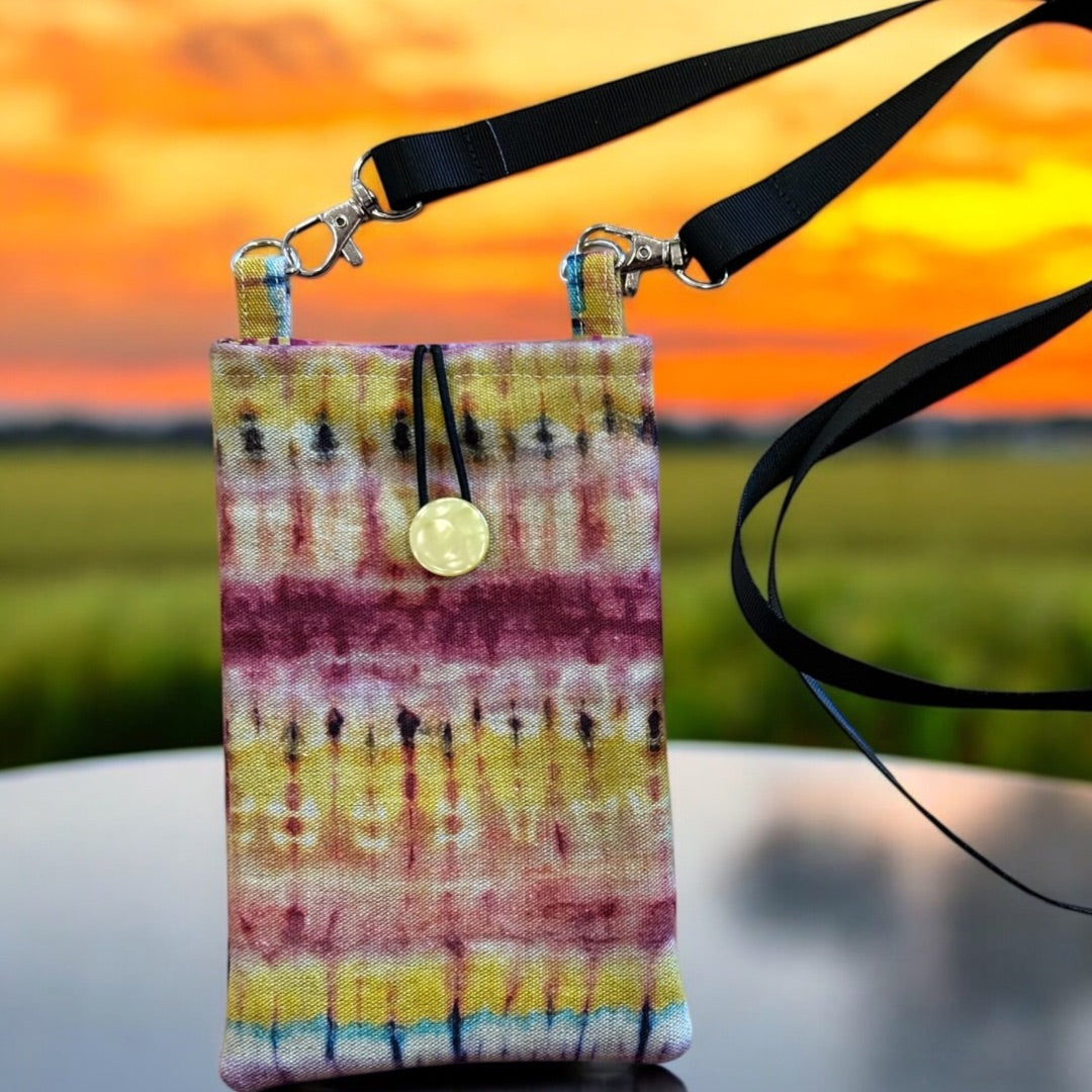 Handmade Yellow Tie-Dye Crossbody Phone Bag – Small, Lightweight & One of a Kind