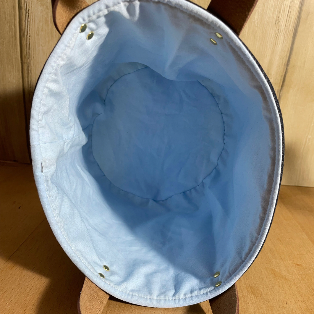 Handmade denim fabric basket lining