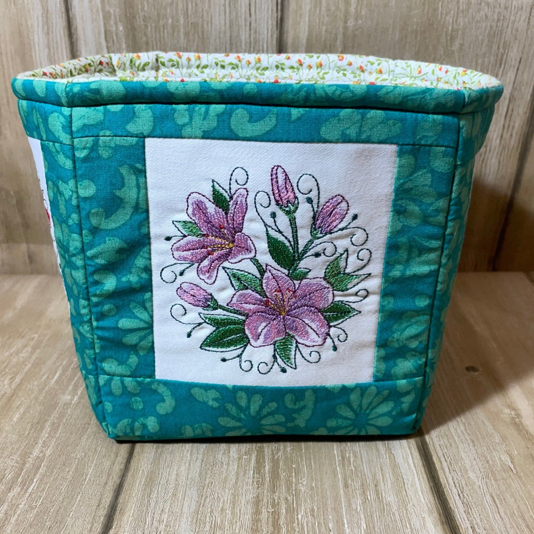 Embroidered Fabric Basket crocus