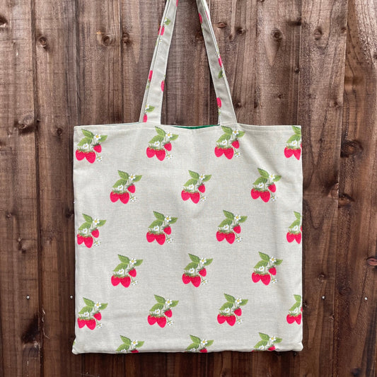 Handmade Designer Strawberry Print Tote Bag