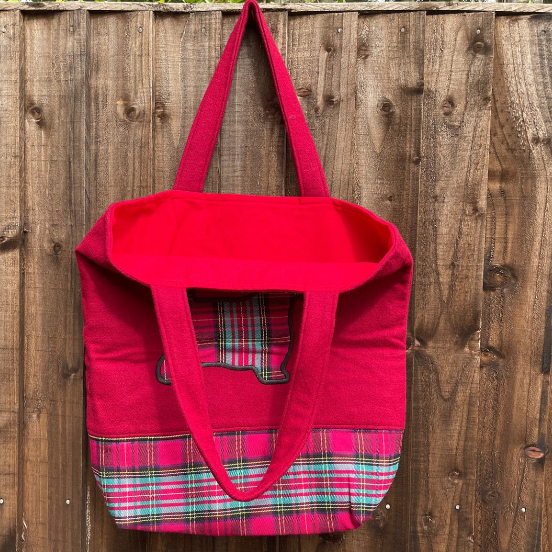 Red Scottie Dog Toe Bag with Red Lining