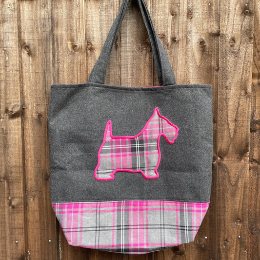 Handmade West Highland Terrier Tartan Tote Bag