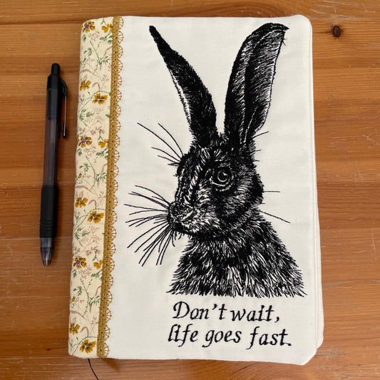 Handmade Embroidered Rabbit Notebook Cover