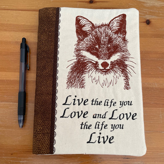 Fox Embroidered A5 Notebook or Diary Cover