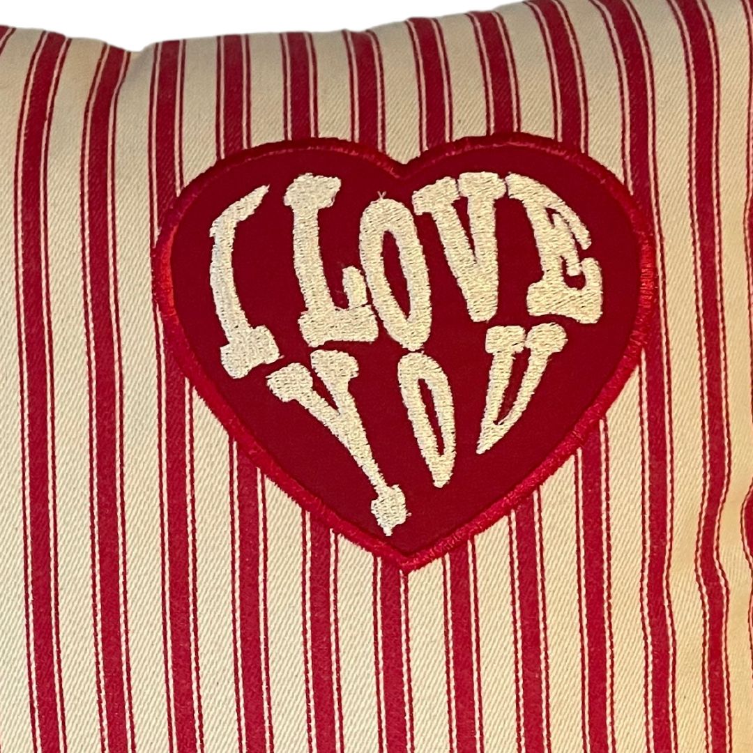 Handmade I Love You Embroidered Cushion