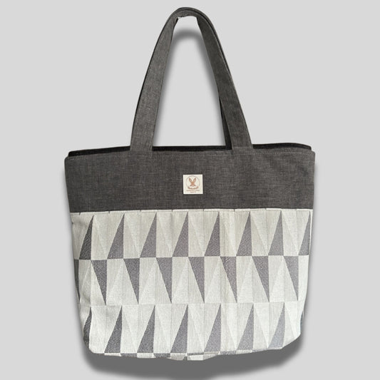Handmade Tote Bag – Two Tone Grey Design with Pink Abstract Lining