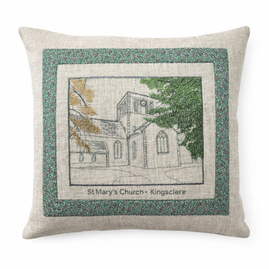 Kingsclere Church Embroidered Cushion