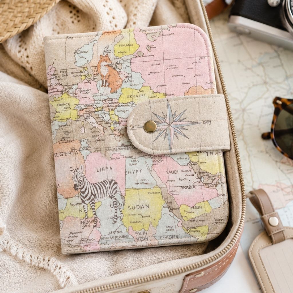 Vintage World Map Family Passport Holder