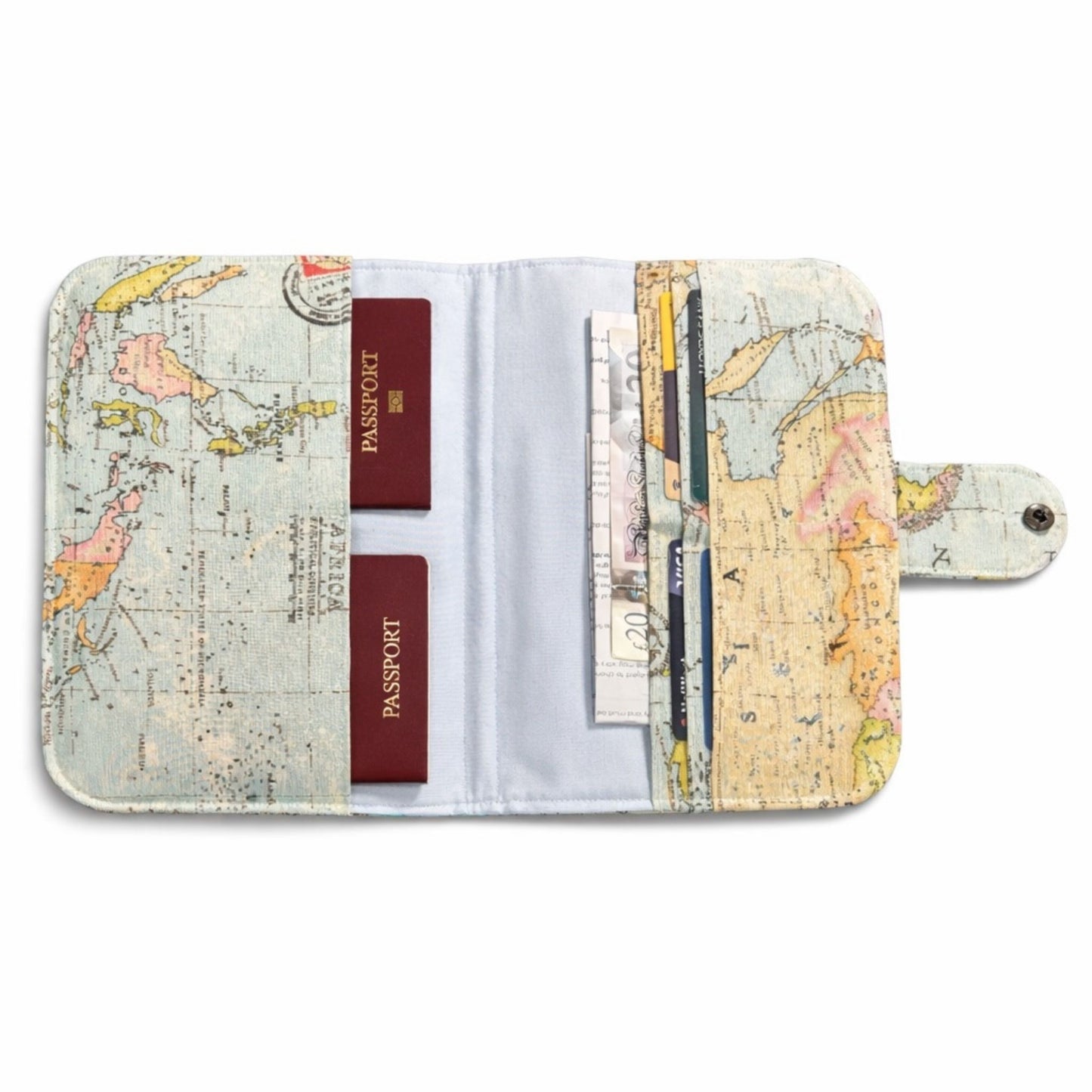 Family Passport Holder Travel Wallet | Multi-Passport & Document Organiser – Vintage World Map
