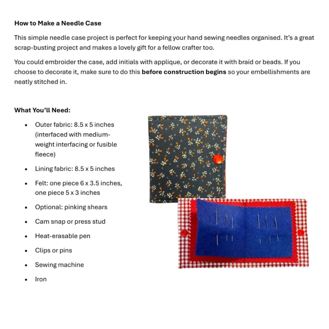 Needle Case Tutorial Needle Case Sewing Pattern – Easy Fabric Needle Holder Tutorial for Be