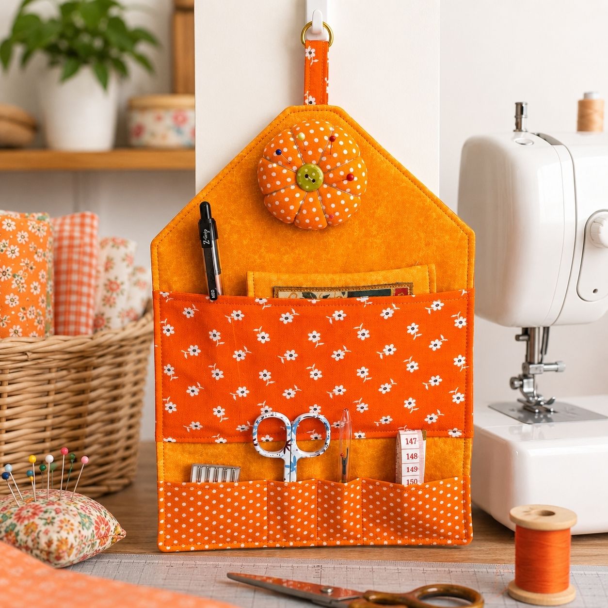 Hanging Sewing Organiser with Detachable Pin Cushion (Multiple Designs)