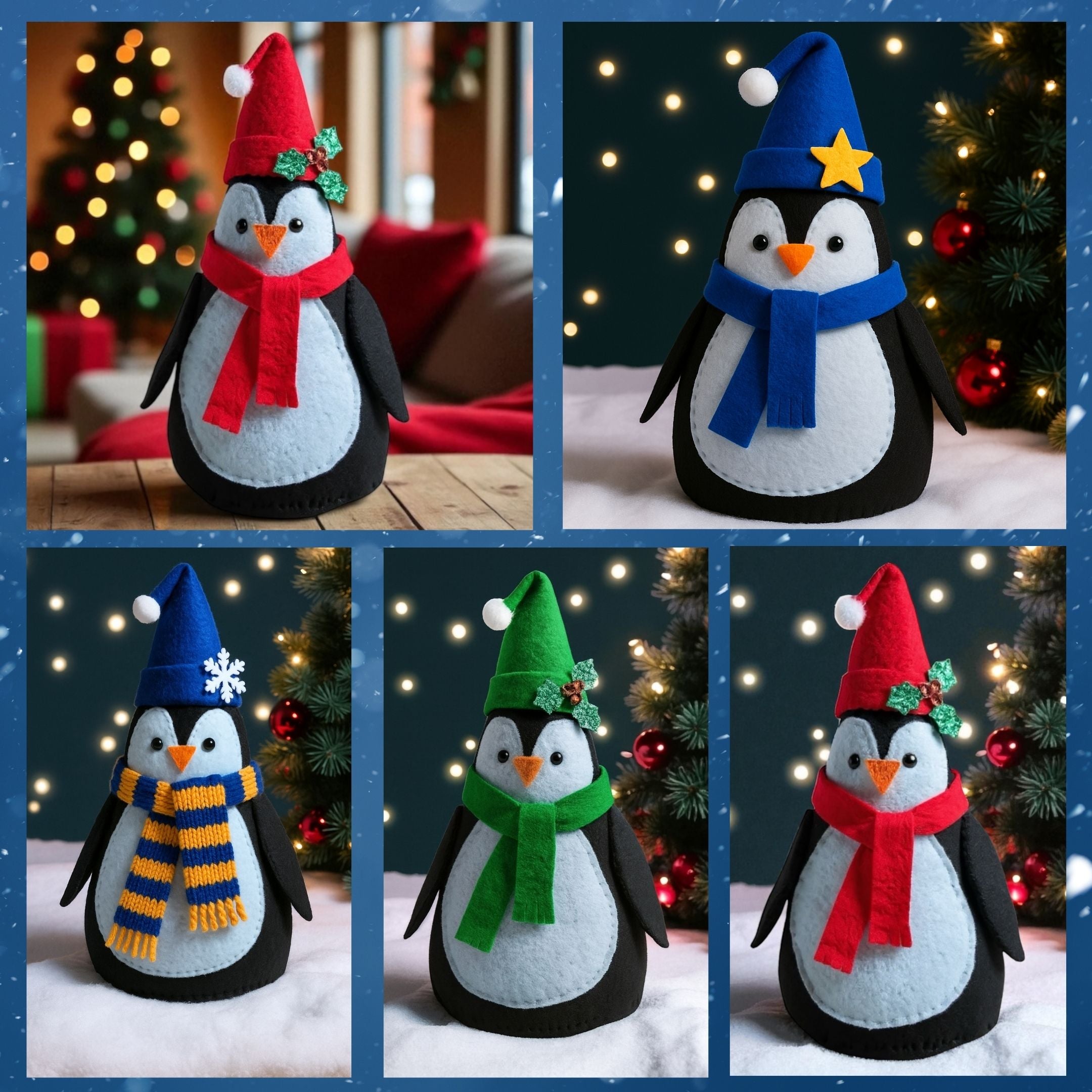 Felt Santa & Penguin Christmas Decoration Bundle – Sewing Pattern Tutorials (PDF)