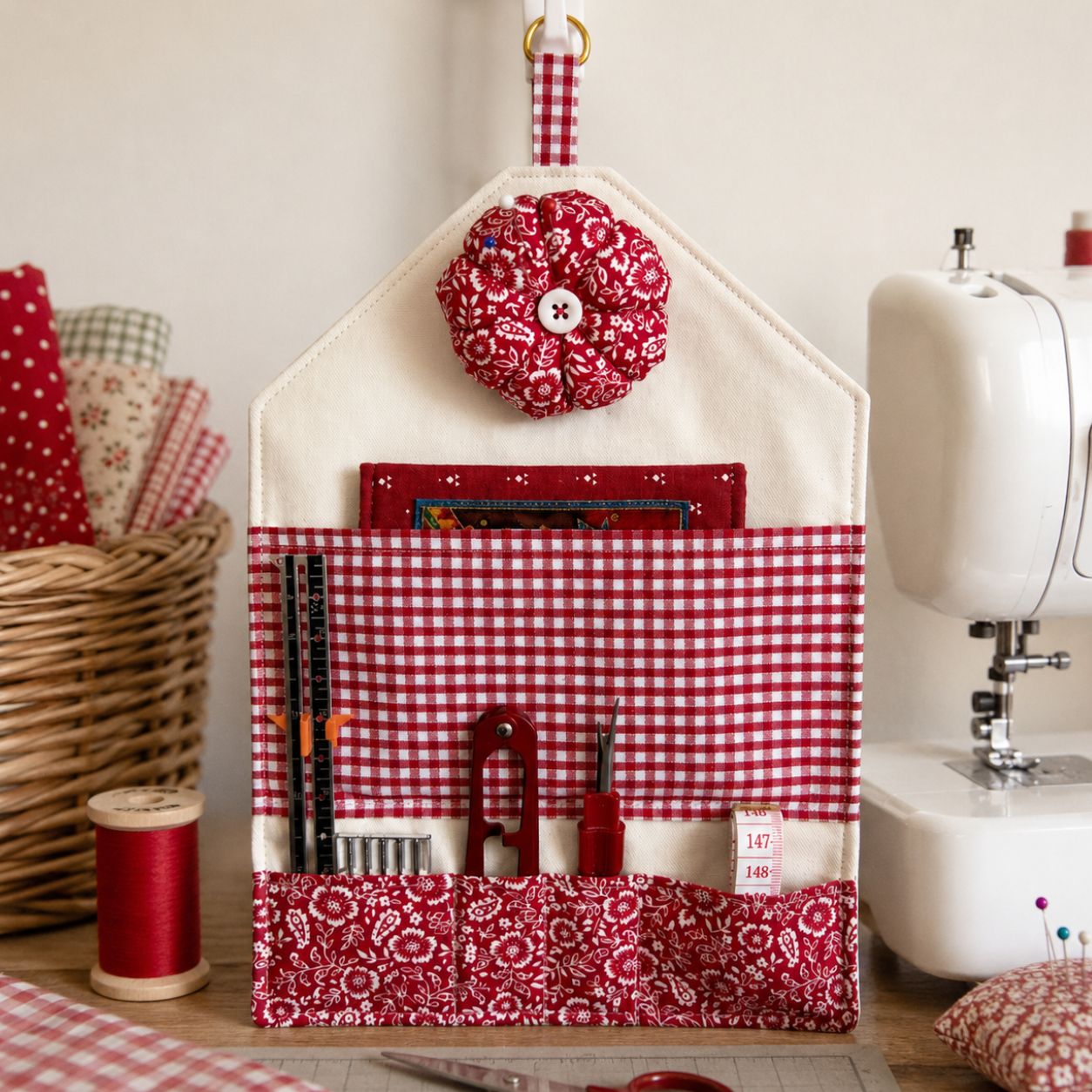 Hanging Sewing Organiser with Detachable Pin Cushion (Multiple Designs)