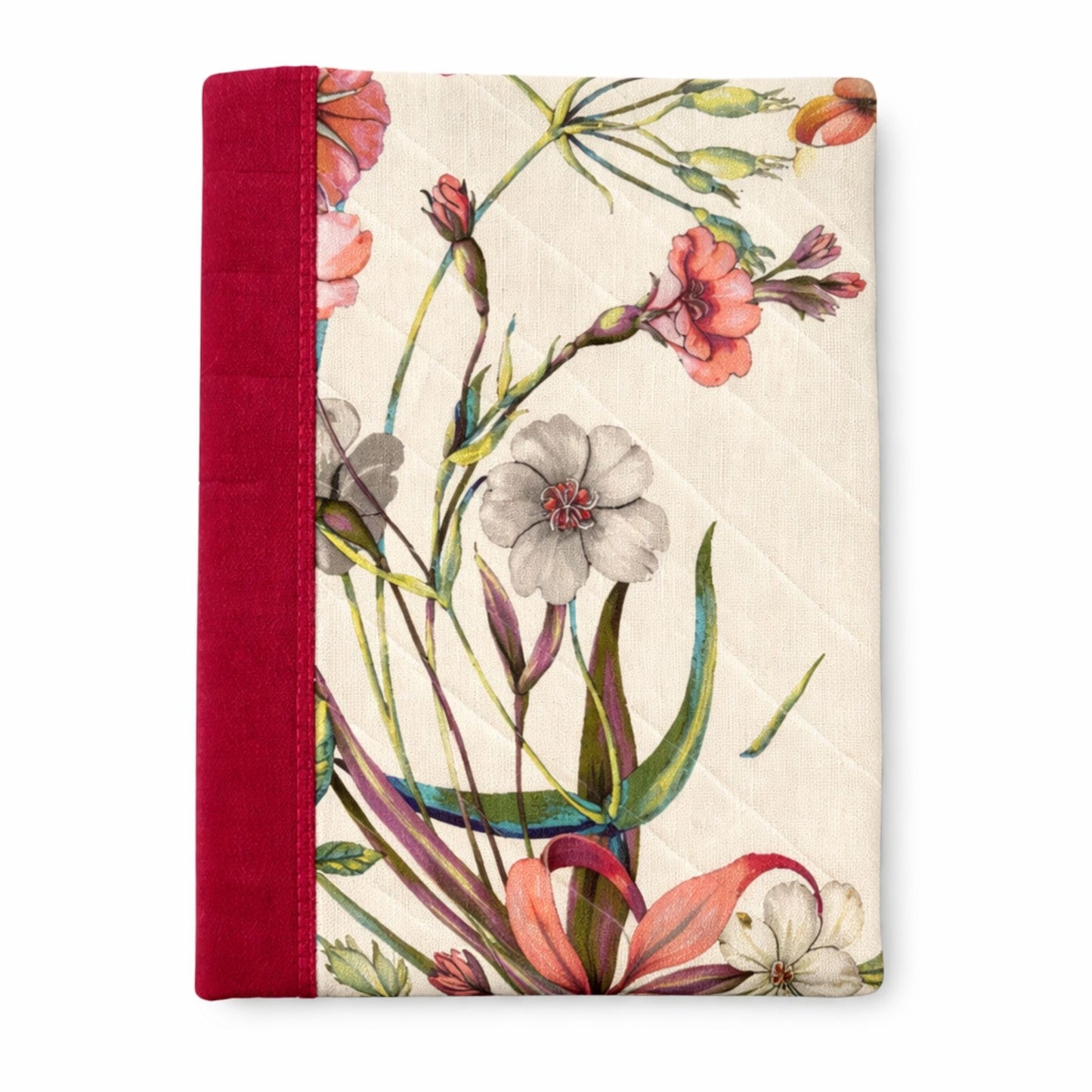 Reusable A5 Notebook Cover with Hardback Notebook – Red Floral Design