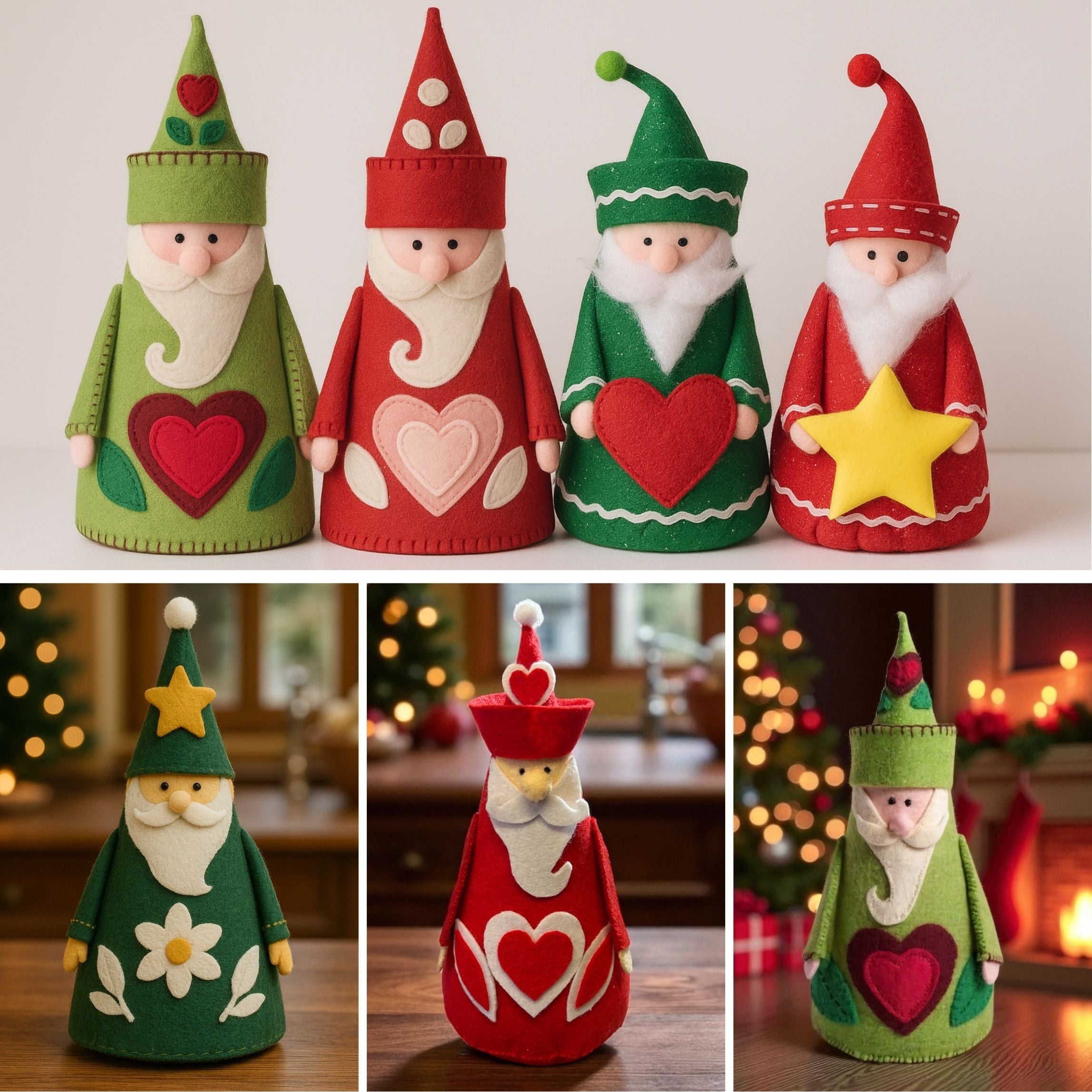 Christmas Sewing Pattern Bundle – 4 PDF Tutorials for Felt Ornaments, Gift Bags and Bunting