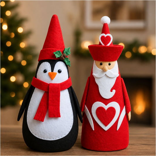 Felt Santa & Penguin Christmas Decoration Bundle – Sewing Pattern Tutorials (PDF)