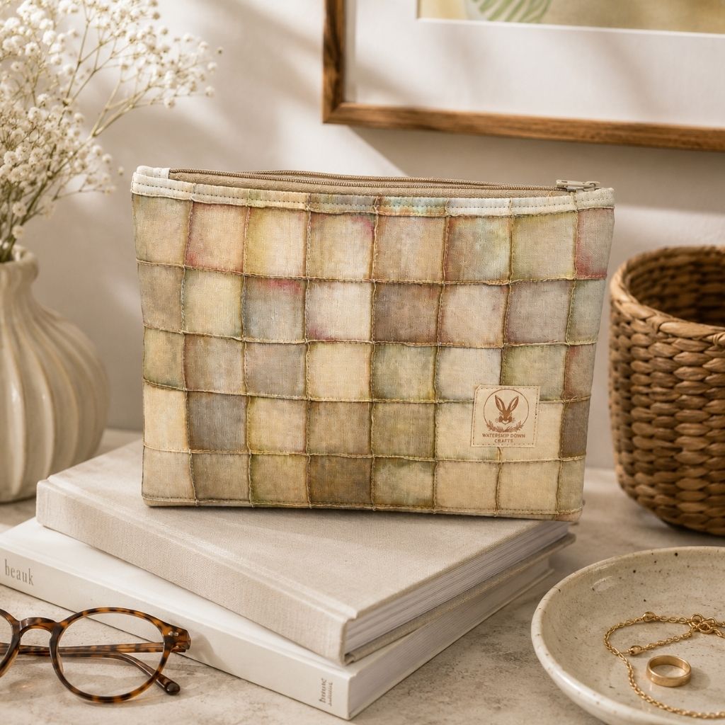 Stitched Mosaic Cotton Zip Pouch