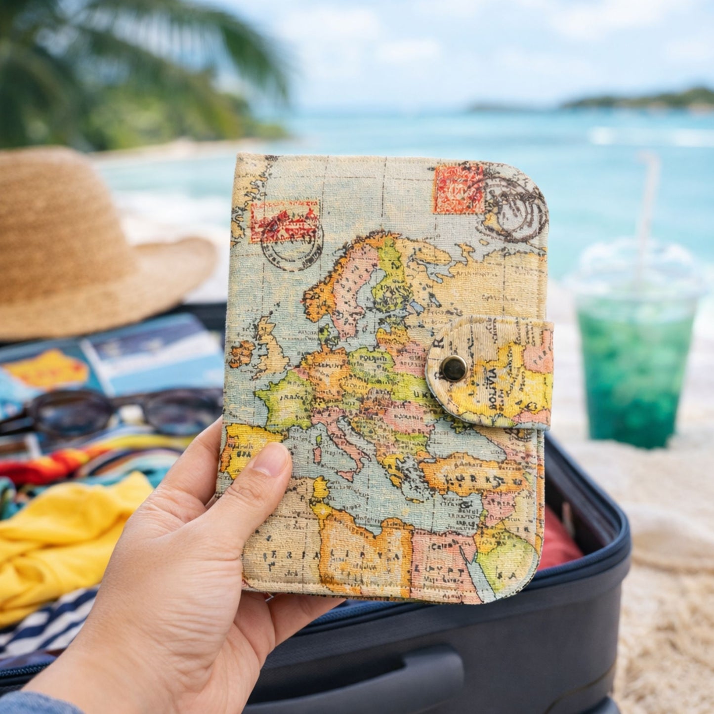 Family Passport Holder Travel Wallet | Multi-Passport & Document Organiser – Vintage World Map