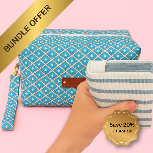 Zipper Pouch Sewing Bundle – No Dent Sides & Boxed Pouch PDF Tutorials