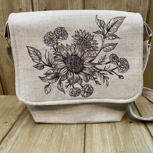 Sunflower Embroidered Handmade Crossbody Bag