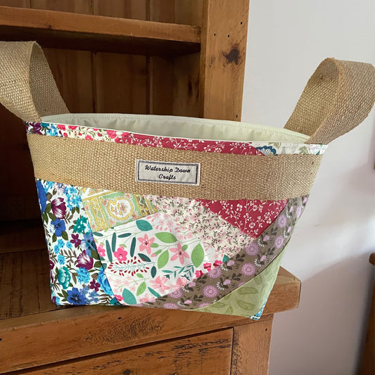 Handmade Fabric Storage Basket | Scrappy Patchwork