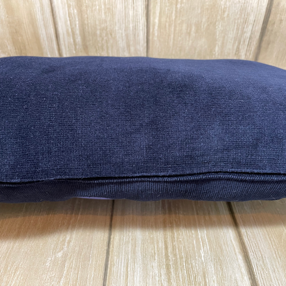 poppy embroidered cushion navy blue corduroy zip detail