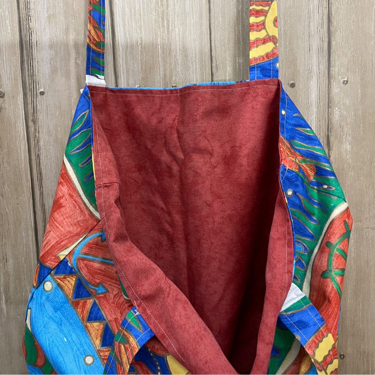 Large Handmade Beach Tote Bag - Fish