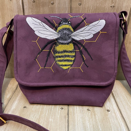 Bee Embroidered Handmade Crossbody Bag