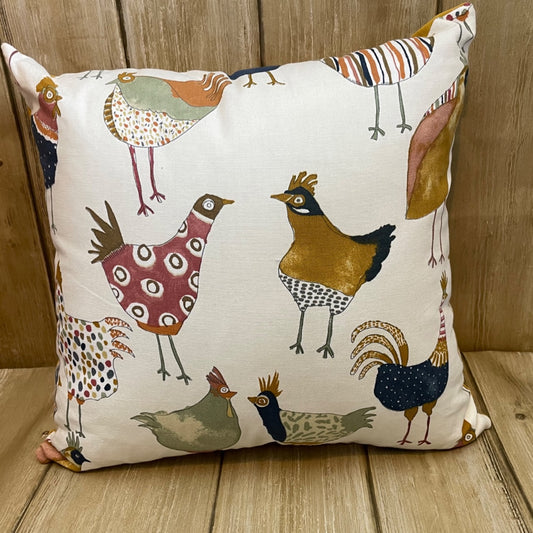 quirky hen print cushion front