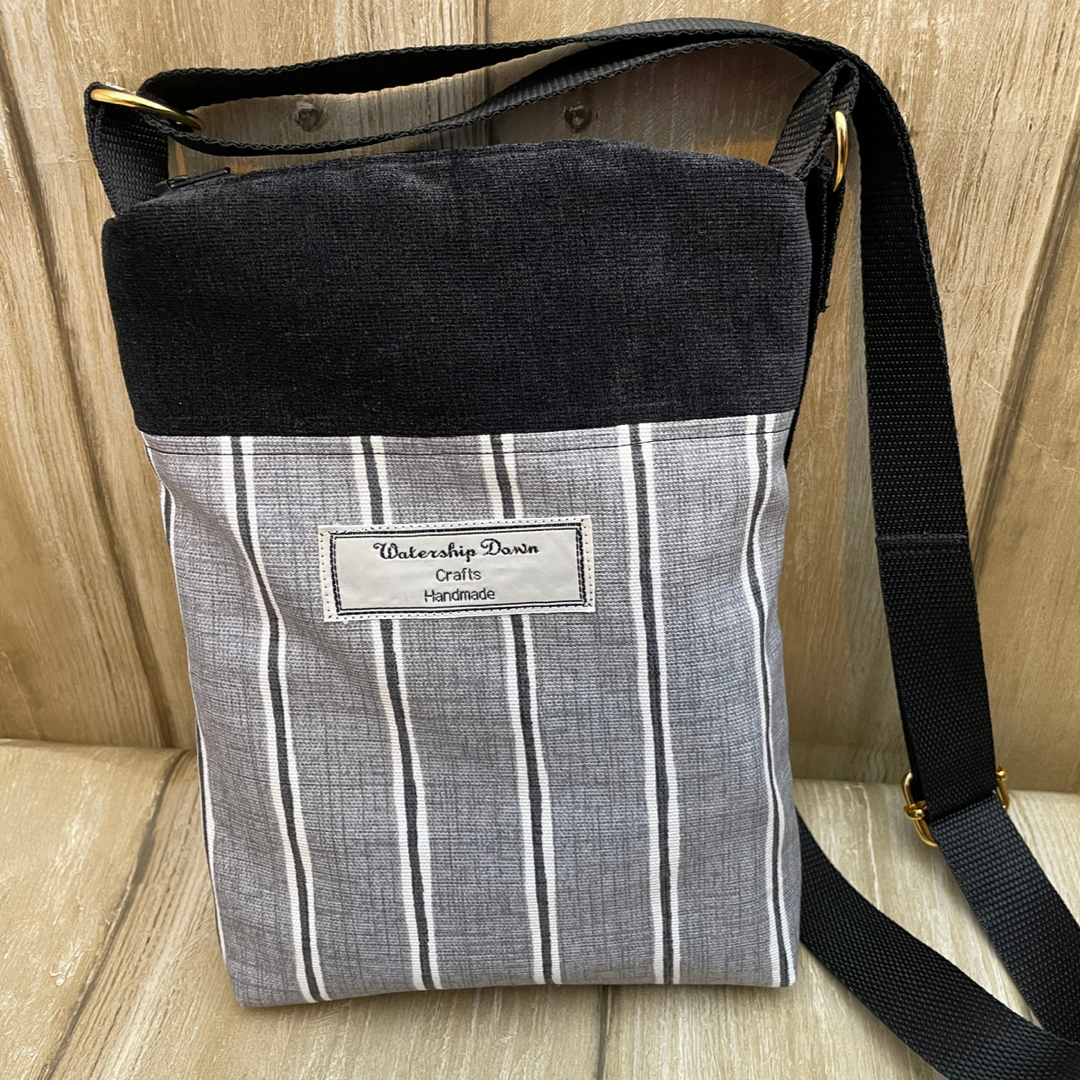 Handmade Black & Grey Crossbody Bag