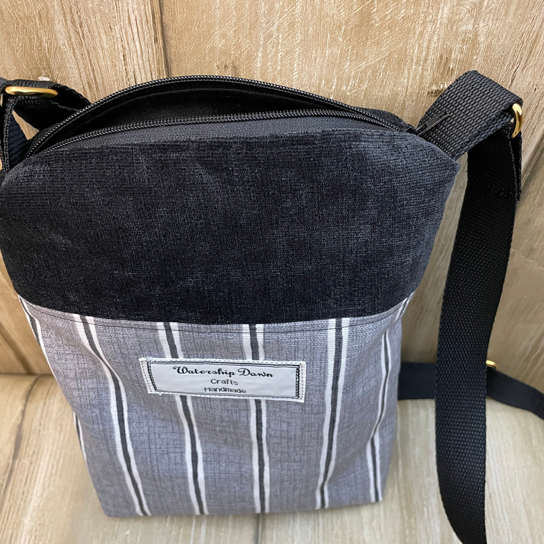 Handmade Black & Grey Crossbody Bag