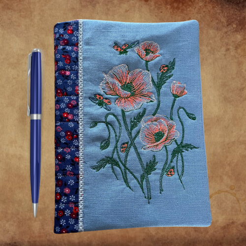 Embroidered A5 Notebook Cover - Handmade.