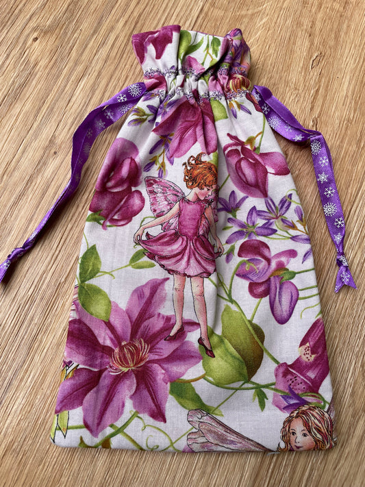 Handmade Drawstring Bag - Floral Design