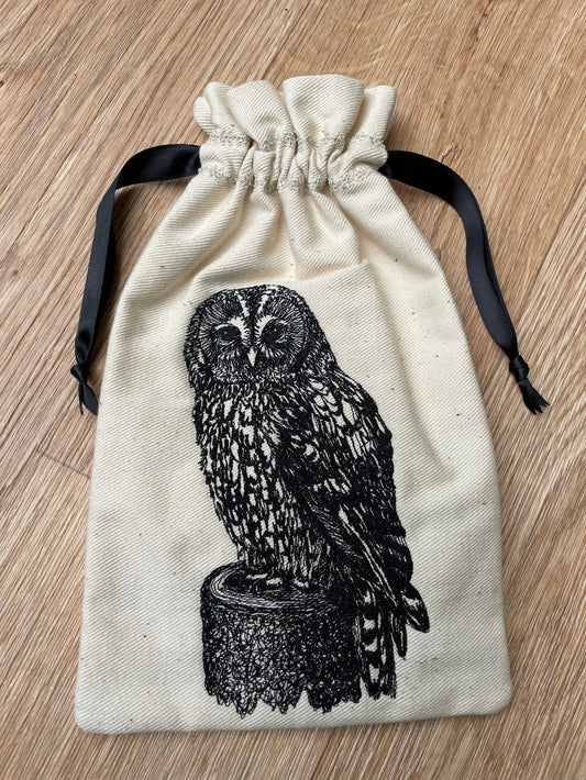 Handmade Owl Drawstring Bag