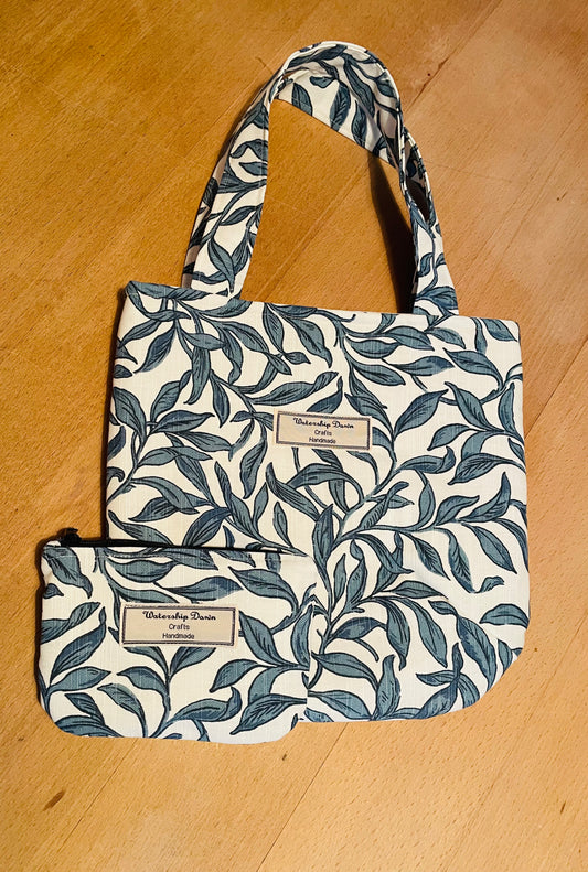 Handmade Handbag Tote & Coin Purse - Leaves