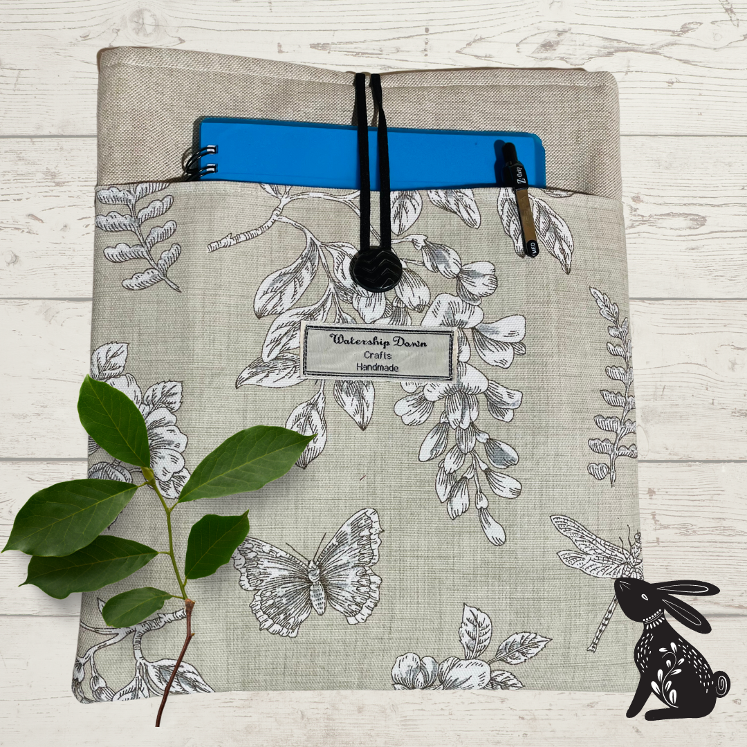 Beige & grey Tablet sleeve with butterfly pocket