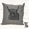 Embroidered Highland Cow Cushion